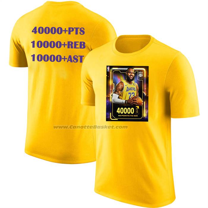 Maglia Manica Corta Los Angeles Lakers James Commemorative Giallo